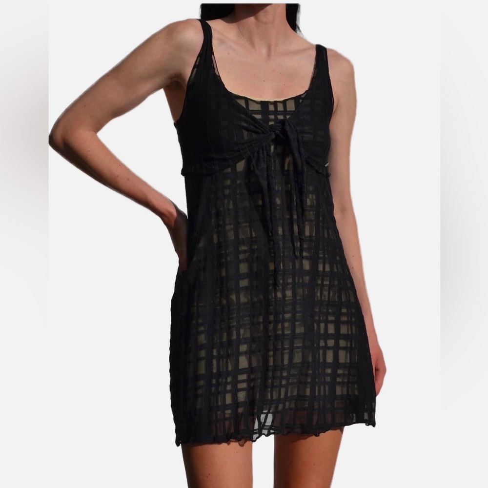 Chanel Spring 2006 Sheer Overlay Babydoll Dress Vintage Black Chiffon